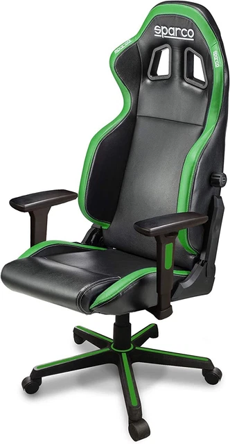 SEDIA SEDILE POLTRONA UFFICIO SPARCO PELLE 00998NRVD NERA/VERDE girevole ICON