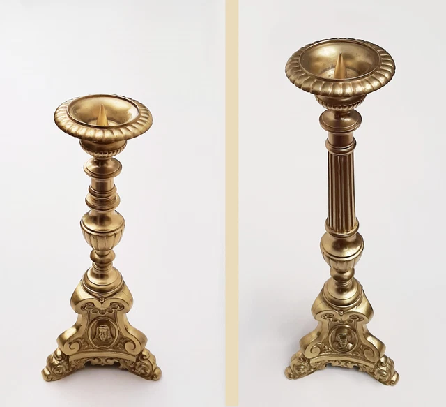 1 Barockleuchter, Kirchenleuchter, Altarleuchter, Kerzenständer, Messing, Bronze