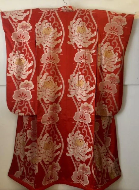 Uchikake Kimono Japanese  Antique Uchikake Colored Furisode Kimono Wedding Bride