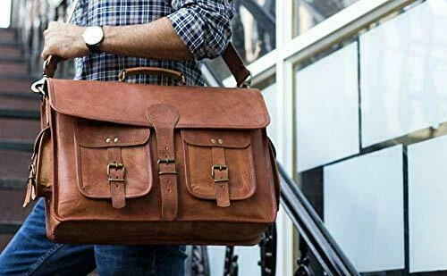 Neuf Homme Vintage Mallette Sacoche Cuir Souple PC Portable Sac Bandoulière