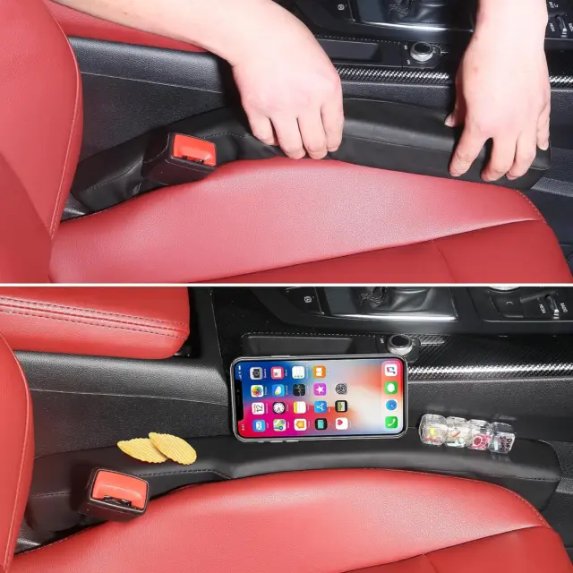 FARVHES Memory Foam Car Seat Gap Filler Leather Organizer Universal Fit for Car,