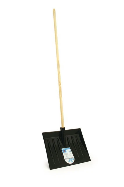Pala da neve in plastica con manico in legno e pala in plastica nera 0108057