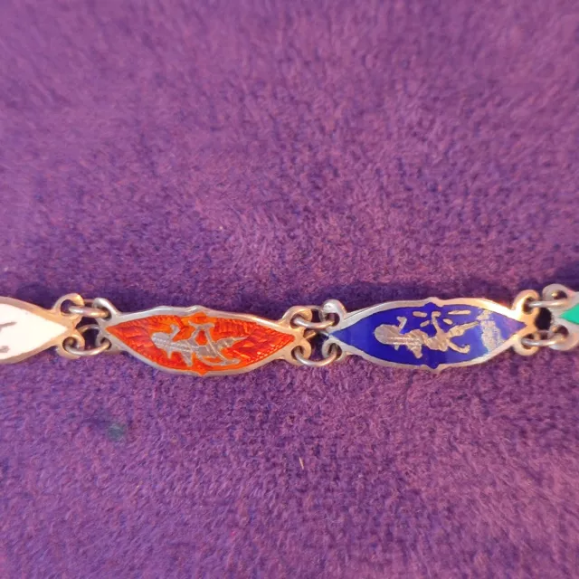 Sterling Silver And Enamel Siam (Thai) Bracelet