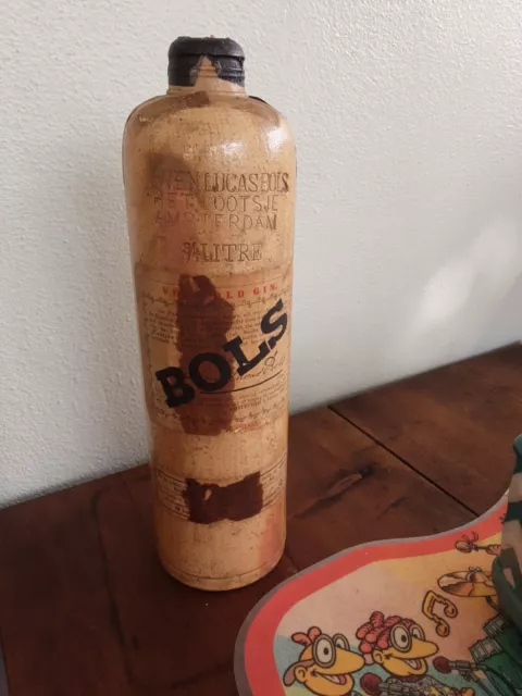 Ca.19oo "Erven Lucas Bols" GIN Stoneware 1868 Or. Labels Ex. Primitive