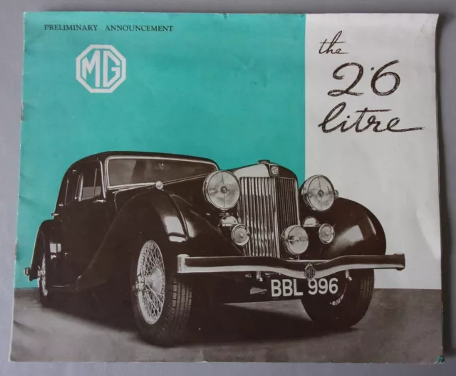 MG 2.6 LITRE orig 1938 Large Size Sales Brochure - Tickford Charlesworth Tourer