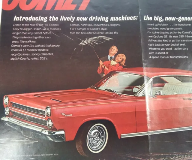 Mercury Print Ad Original Vtg 1960s Ford Coupe Comet GT Cyclone Red