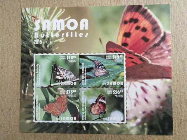 Sellos de Samoa del 2015. Hojita con 4 sellos  MNH. Mariposas. VC 120 €