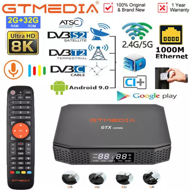 Decoder 8K DVB-S2/T2/C Tivusat 4K CAM Satellitare Terrestre Android Smart TV Box