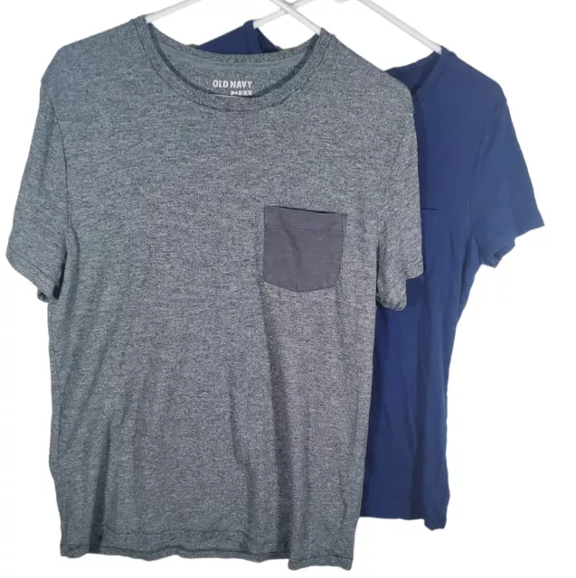 Old Navy Womens Pocket T-Shirt Top Lot 2 Tees Size Medium Short Sleeve Blue Gray