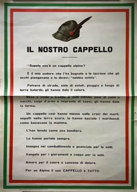 ALPINI-Il Nostro Cappello-Poster originale-(Paolo Giampaule)-'50-