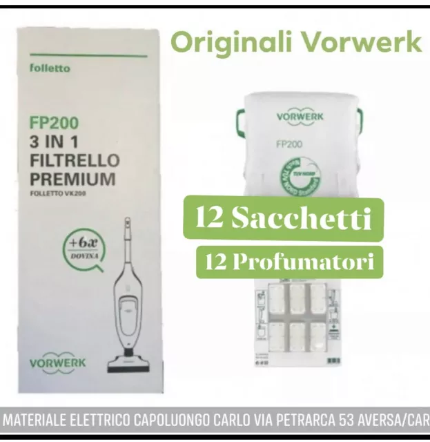 Sacchetti Folletto Vk 200 Vk 220S Fp Vorwerk Originali 12 Sacchetti 12 Profumini