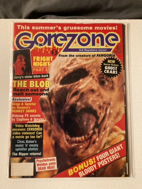 1988 GOREZONE Magazine #3 Fright Night w/ Posters Fisherman Horror The Blob