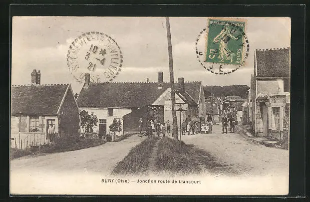 CPA Bury, Jonction Route de Liancourt 1921