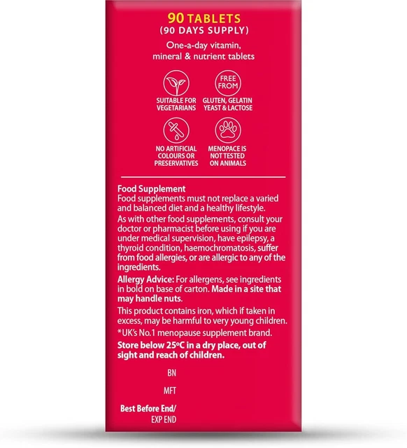 VITABIOTICS MENOPACE No. 1 Original Menopause Support Supplement 90 Tablet UK £5.99 PicClick UK