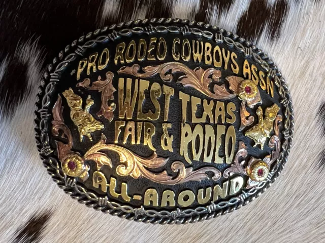 All Around Cowboy Bull Riding Champion Pro Rodeo Texas Trophy Buckle