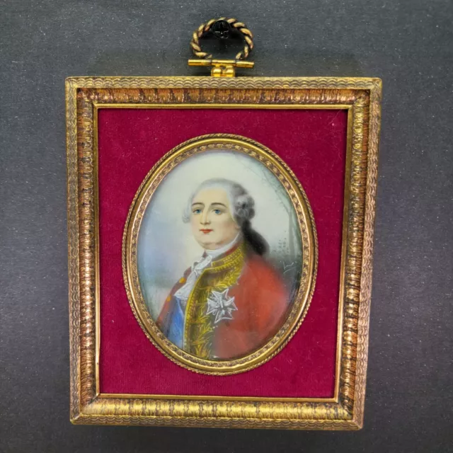 Antique Portrait Miniature Of King Louis XVI