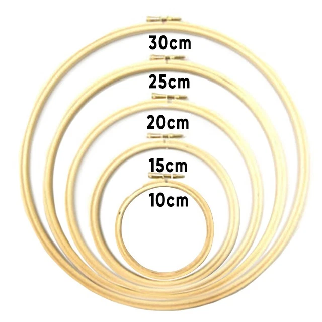 Lot De 4 Cadres à Broder Imitation Bois – Diamètre 7 Cm (2.8"), Anneau Laiton, Pour Broderie Et DIY