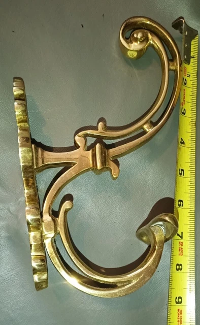 Large Solid Brass Vintage Style Ornate Coat Jacket Hat Towel Hook Hanger