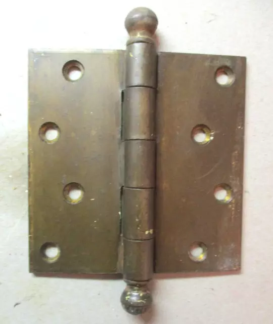 National 4" Mortise Barn Door Brass Plated Steel Ball Tip Finial Hinge Antique