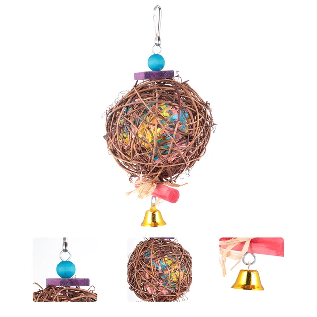 1pc Papagei Glocke Anhänger Spielzeug Block Vogel Spielzeug