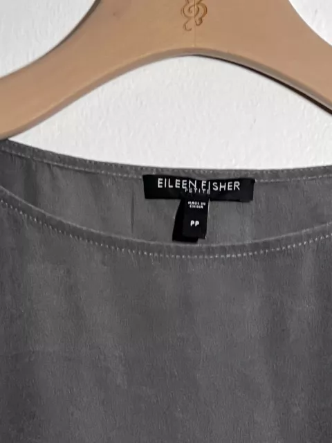 Eileen Fisher EUC Gray Black Ombre Silk Short Sleeve Top Shirt Blouse PP 2P-4P 3
