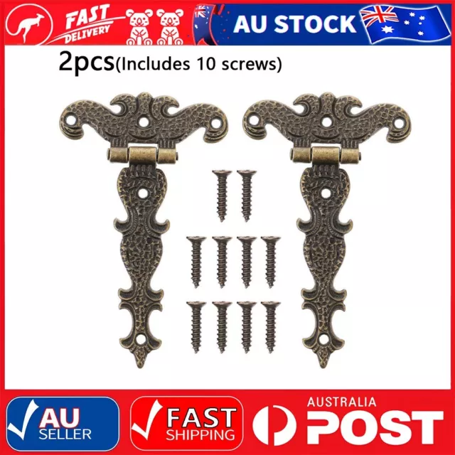 2pcs Retro Bronze Zinc Alloy Butt Hinges Antique Wooden Box Decorative Hinge