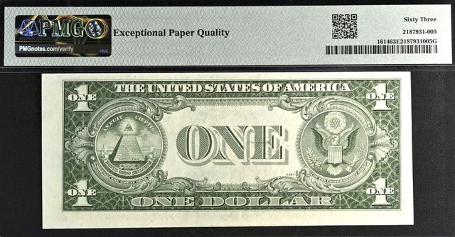 1935E $1 (One Dollar)Silver Certificate Fr#1614(HI Block)PMG 63 EPQ Unc Banknote 2