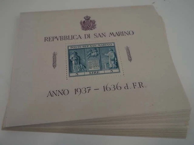 1937 San Marino; 50 Blocks Carducci, postfrisch/MNH, Bl. 1, ME 1250,-