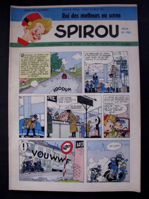 Hebdo Spirou N° 740  19 JUIN 1952 TBE