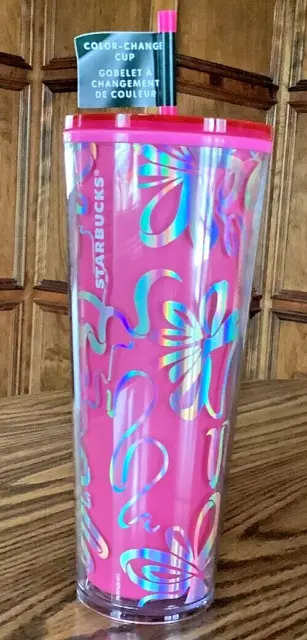 Starbucks Tumbler 2022 Venti Sangria Berry Hot Pink Fuchsia Studded Holiday  Cup