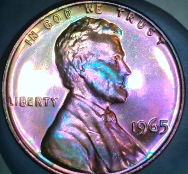 1965 Rainbow Toned Lincoln Sms Proof Cents 504 Wow! *****Pink***** 1965 Rainbow Toned Lincoln Sms Proof Cents 504 Wow! *****Pink*****