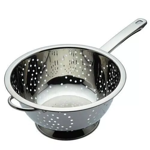 24 28 Cm Stainless Steel Colander With Long Handle Deep Pasta Spaghetti Strainer