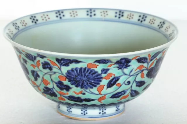 15thC Antique Chinese Porcelain Blue White Red Ming Dynasty XuanDe Mark Bowl