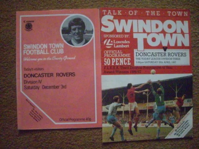 Swindon Town V Doncaster Rovers 2 Programmes