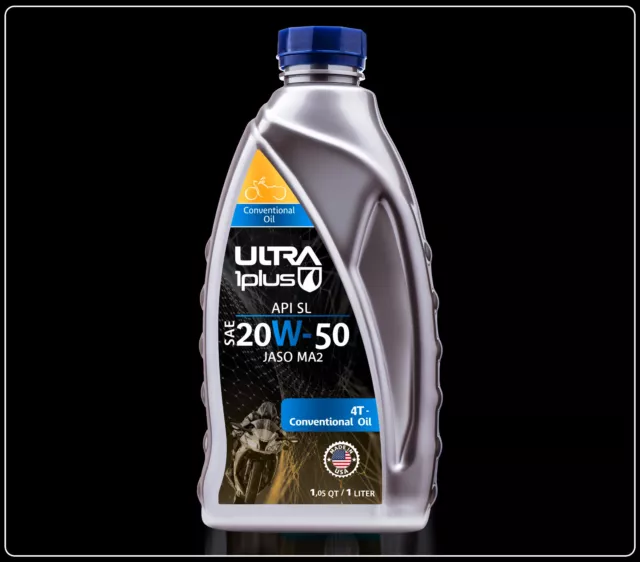 Ultra1Plus SAE 20W50 Conventional 4T Motorcycle Oil API SL JASO MA2 (Quart)