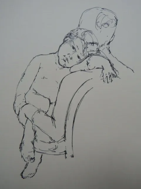 Pen & ink drawing after Mary Cassatt 'Woman sitting with a child in arms'