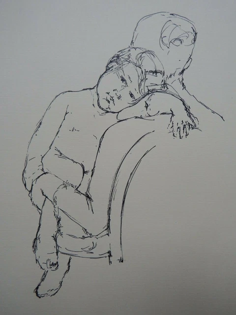 Pen & ink drawing after Mary Cassatt 'Woman sitting with a child in arms'