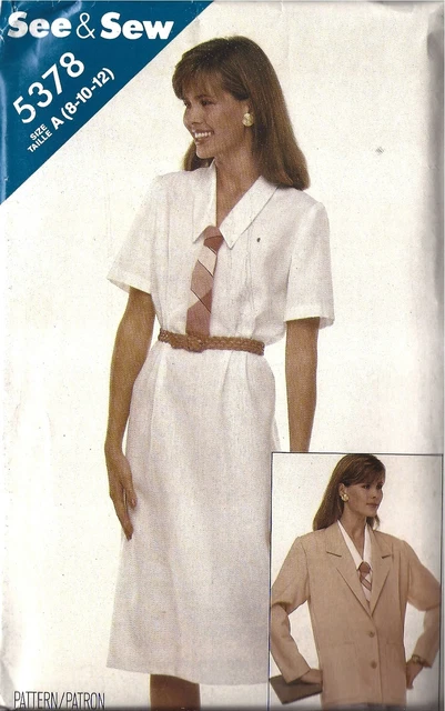 Vintage Butterick Sewing Pattern Misses Loose Fit Jacket Dress 5378 See & Sew