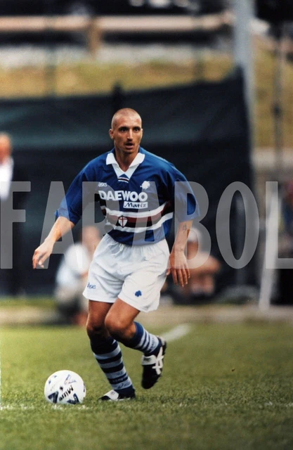 Photo Vintage Sampdoria – Attilio Lombardo – Années 90 – Tirage Presse 24x18 Cm