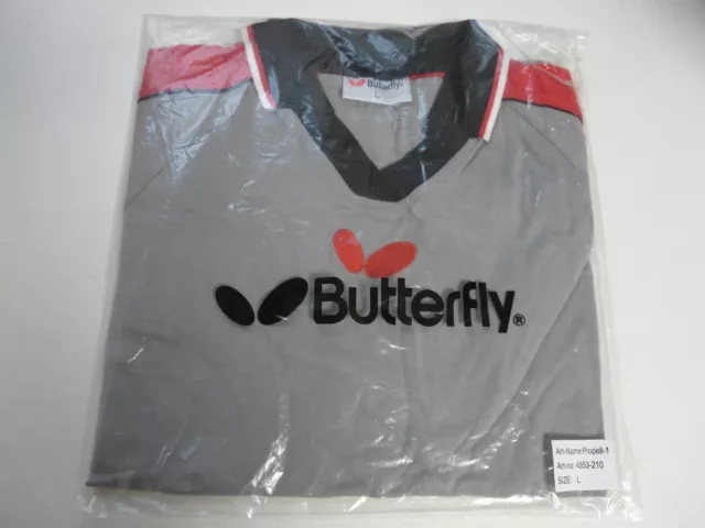 Butterfly PROPELL-1 Tischtennistrikot Tischtennis T-Shirt Gr: L grau-rot-schwarz