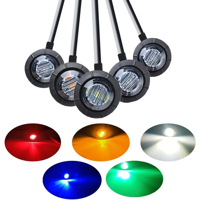 10/20pcs Mini 12V 3/4" Mount Smoked Light LED Side Marker Bullet for Truck Boat