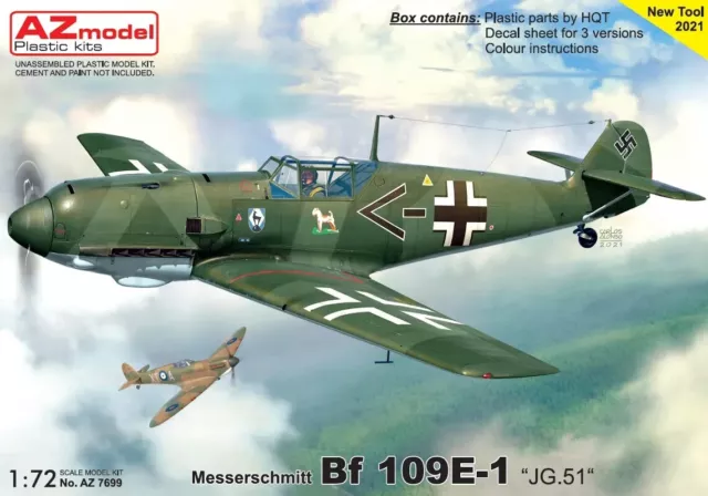 MESSERSCHMITT Bf 109E-1 "JG.51"  AZ 1/72 PLASTIC KIT