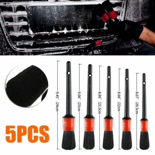 5pcs Car Detailing Cleaning Brush Set Kit For Dashboard Crevice Engine Wheel Air