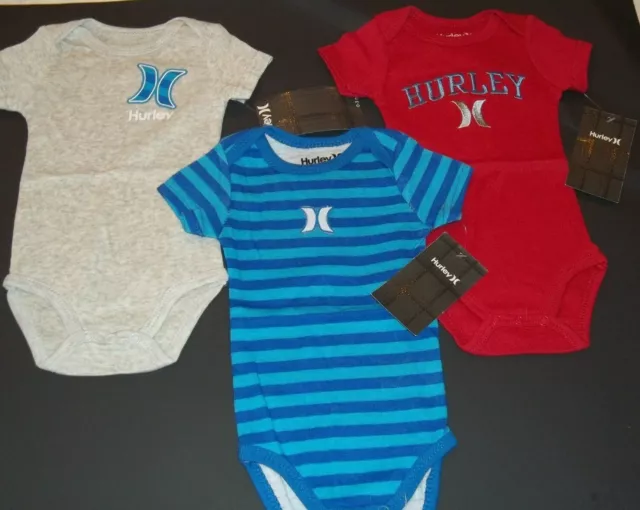 NEW Hurley short sleeve baby infant boys bodysuit 1 piece 0/3 months 7.99 ea