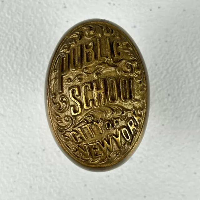 New York Public School Door Knob Antique Vintage Brass