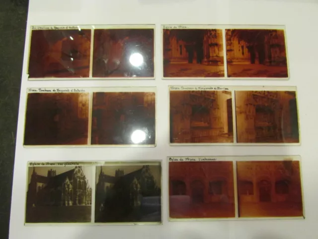 6 plaques verre stereo photo 1930 eglise de brou 01 bourg en bresse 22/2