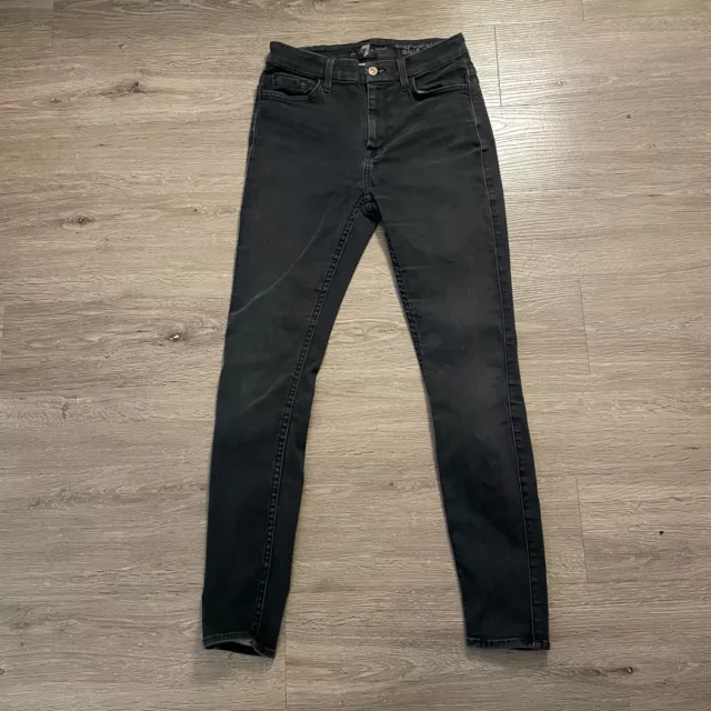 7 for all mankind Womens Jeans High Waist Ankle Skinny Black Denim Size 26