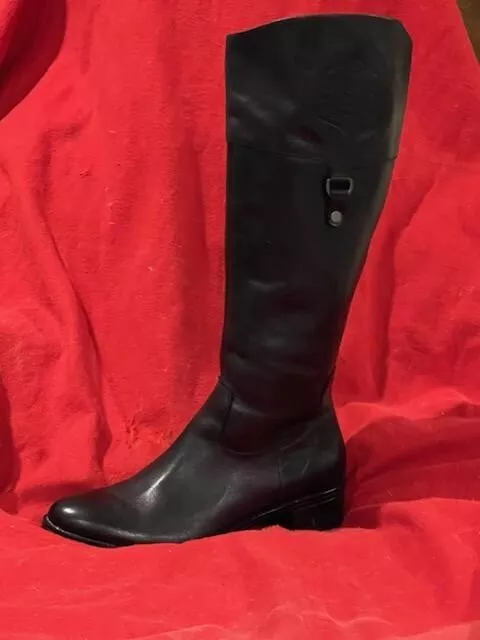 FRANCO SARTO "Clarity" Riding Boots Black Leather Knee High Side Zip Sz 8