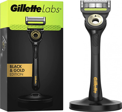 Navaja de afeitar Gillette Labs con barra exfoliante - negra/dorada