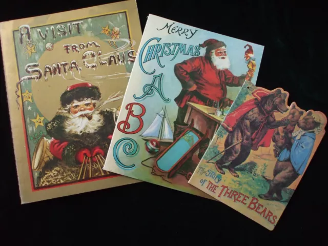 Vintage Christmas Books Merrimack Shackman Repro Antique Images Santa Claus ABC